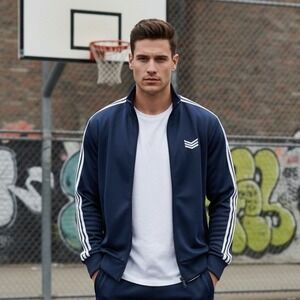 Range Jacket Men's Size XL Athletic Sports Golf Full Zip Pockets Navy Blue NWT